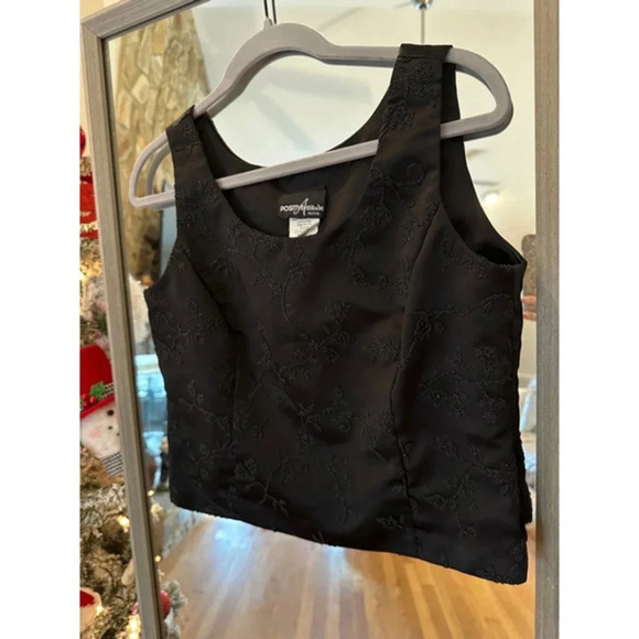 Women's‎ Positively Attitude Polished Tank Top, Size Petite 8 Black - Picture 3 of 4
